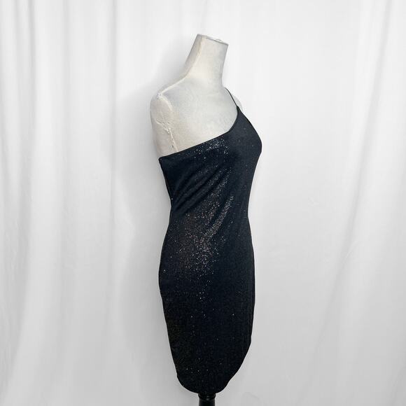 City Triangles One Shoulder Mini Dress Black Multicolor Glitter Womens XL Party - Picture 10 of 11